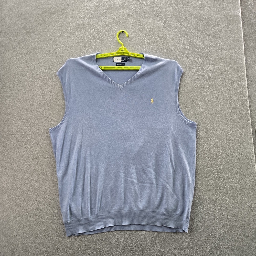 Polo Ralph Lauren Men Sweater 1TX Light Blue Vest Embroidered Logo Sleeveless
